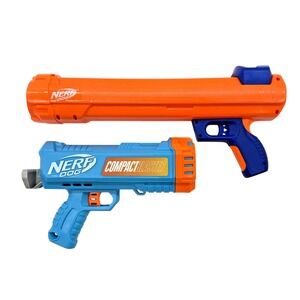 NERF Dog Tennis Ball Blaster Launcher & Compact Blaster Bundle Tested & Works